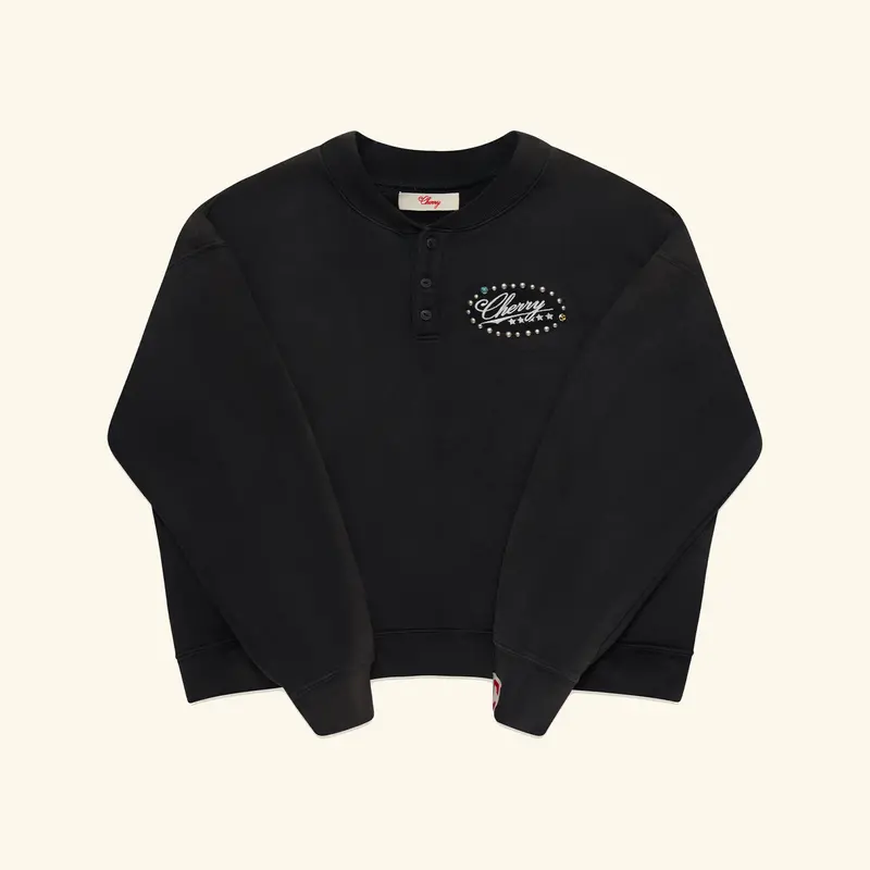 Five Star Studded Henley Crewneck (Vintage Black) 1