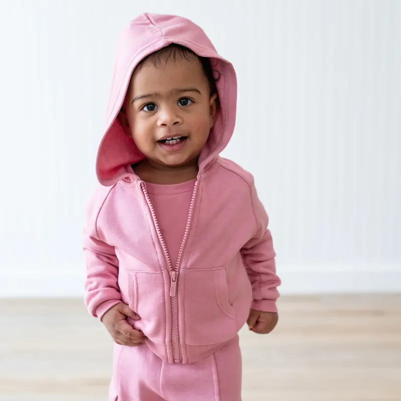 Fleece Zip Up Hoodie In Apple Blossom 1