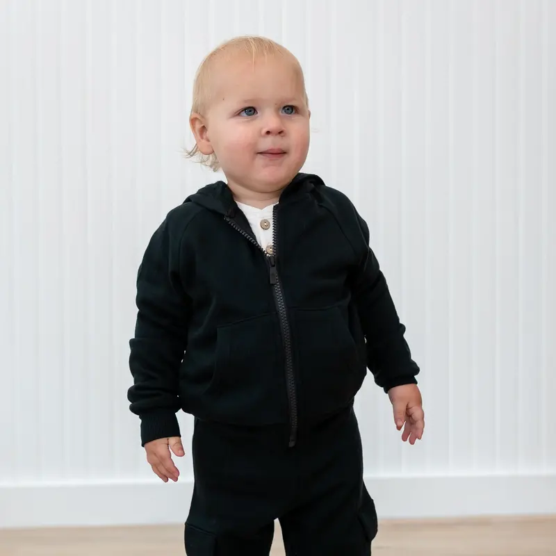 Fleece Zip Up Hoodie In Midnight 1