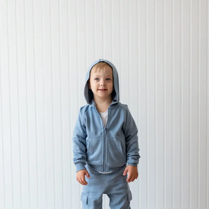 Fleece Zip Up Hoodie In Slate 1