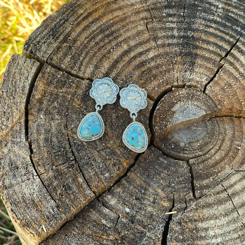 Floral And Stone Dangle Silver Fashion Earrings Wa180 1