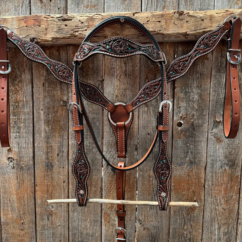 Floral And Teal Dot Pony Tack Set #P56258 1
