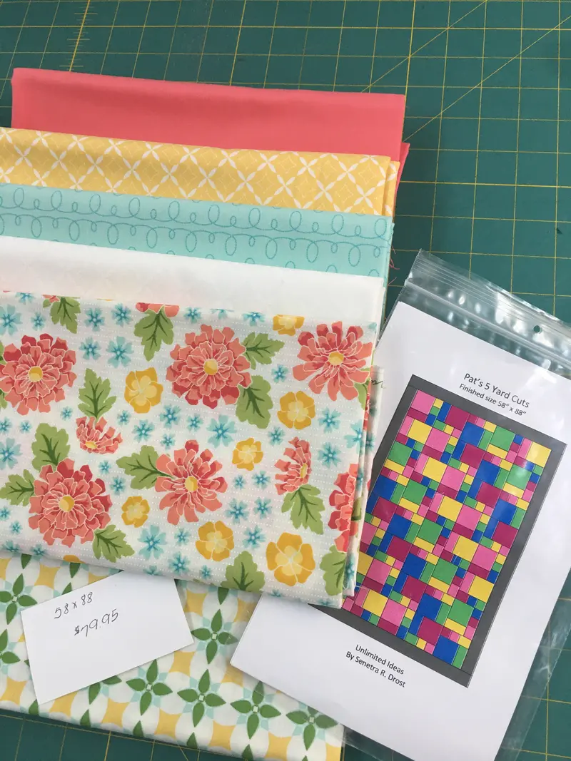 Floral Assorted One Yard Cuts / Pat 5 Yard Cut Pattern. 58 X 88. Kit Includes Assorted Fabric And Pattern. 1
