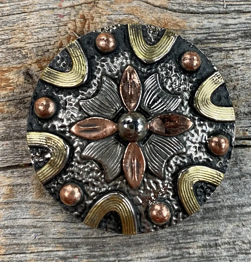 Floral Dots Antique Silver Western Concho 1.5" W147l 1