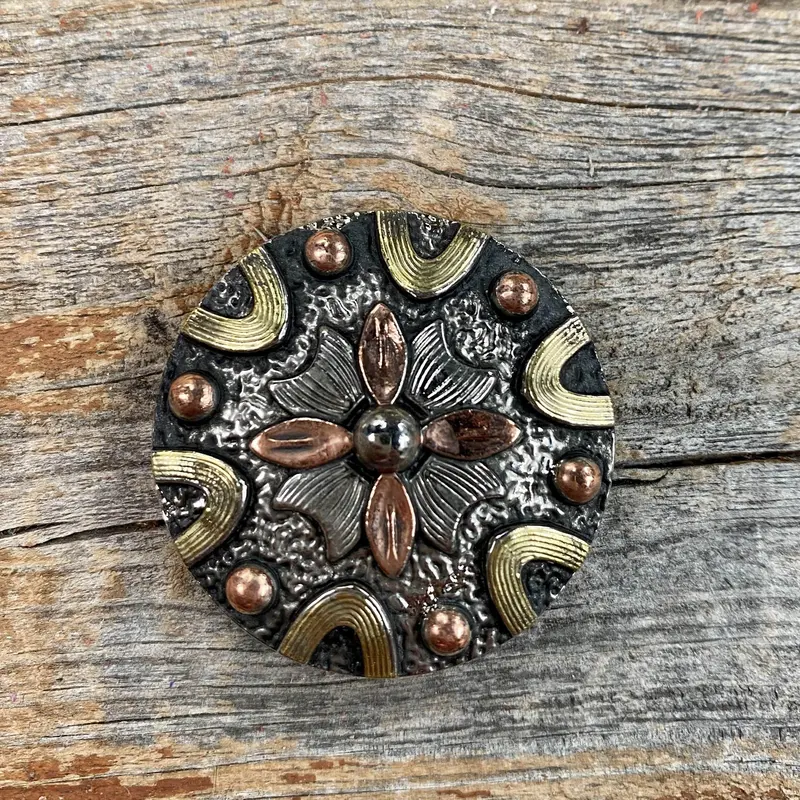 Floral Dots Antique Silver Western Concho 1" W147s 1