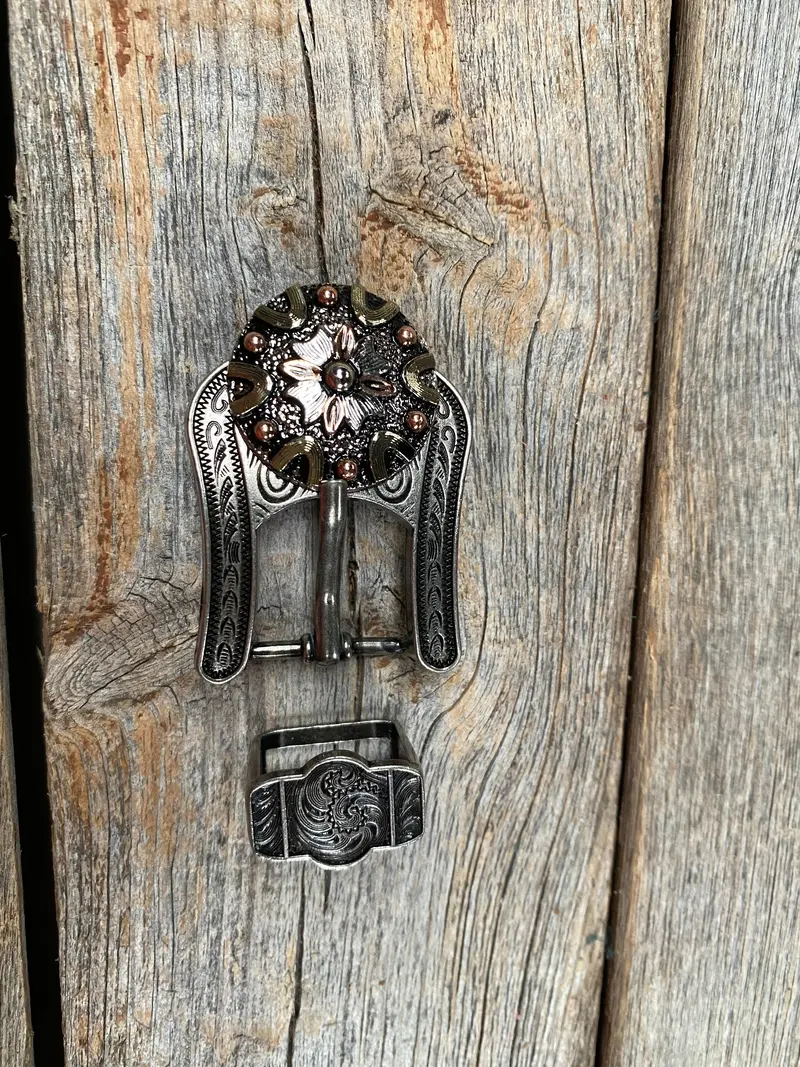 Floral Dots Antique Silver Western Concho Buckle Adapter W147asba 1