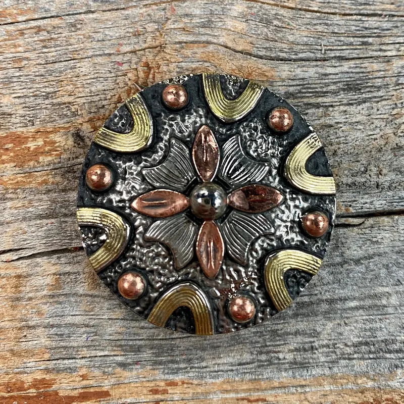 Floral Dots Antique Silver Western Concho W147 2