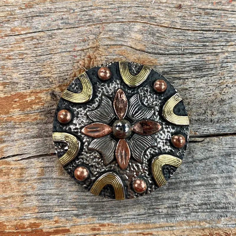 Floral Dots Antique Silver Western Concho W147 3