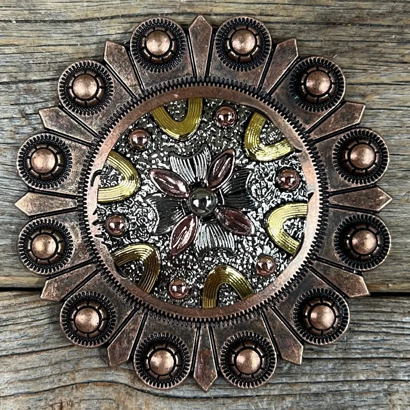 Floral Dots Antique Silver Western Concho W147 4
