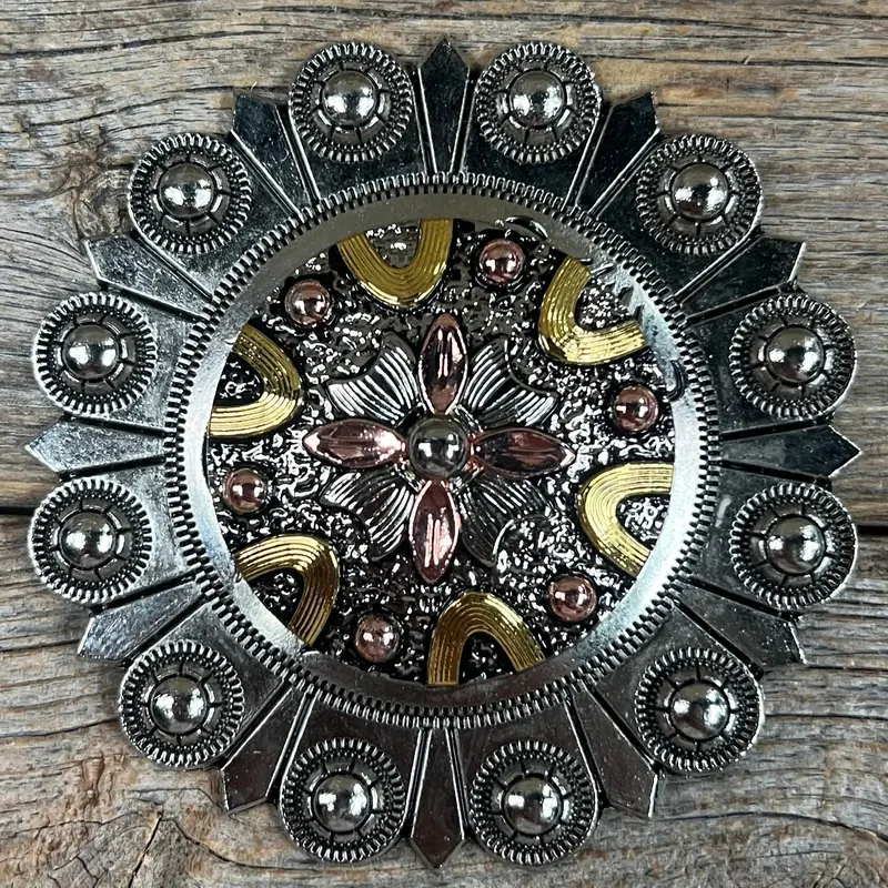 Floral Dots Antique Silver Western Concho W147 5