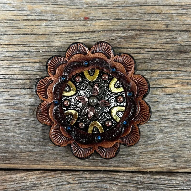 Floral Dots Antique Silver Western Concho W147 8