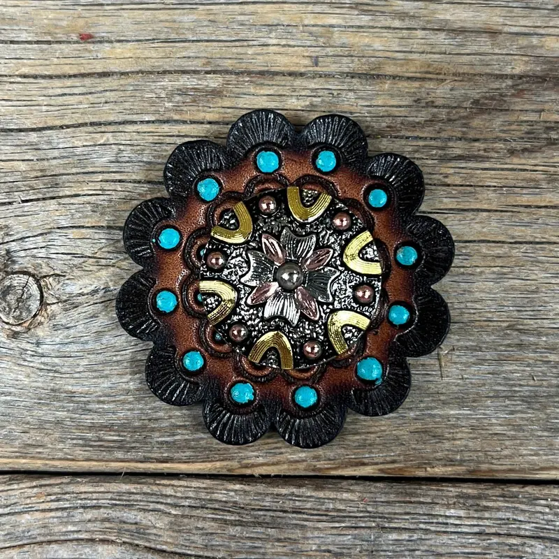 Floral Dots Antique Silver Western Concho W147 9