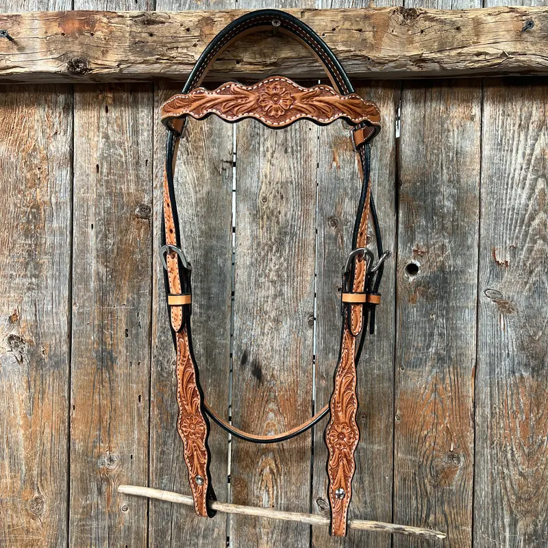 Floral Scalloped Light Oil Browband Headstall / Bridle 1