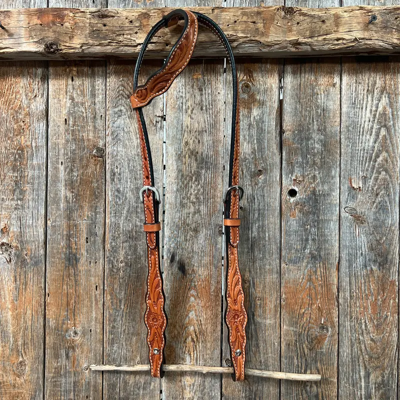 Floral Scalloped Light Oil One Ear Headstall / Bridle 1