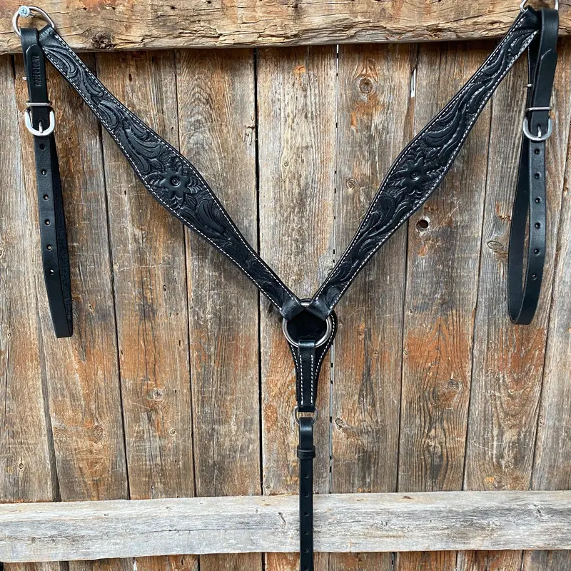 Floral Tooled Black Breastcollar 1