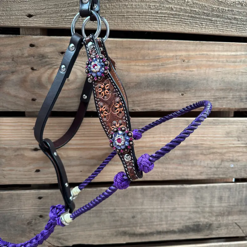 Flower Power Lariat & Leather Combo Halter #Lh101 2