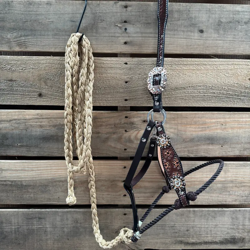 Flower Power Lariat & Leather Combo Halter #Lh105 1