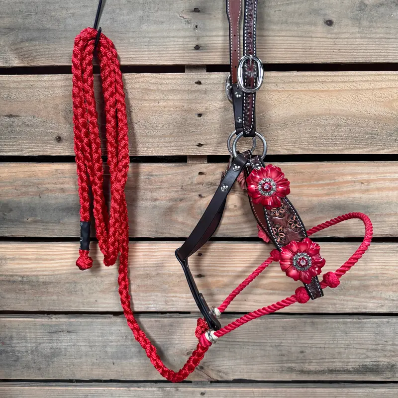 Flower Power Lariat & Leather Combo Halter #Lh112 1