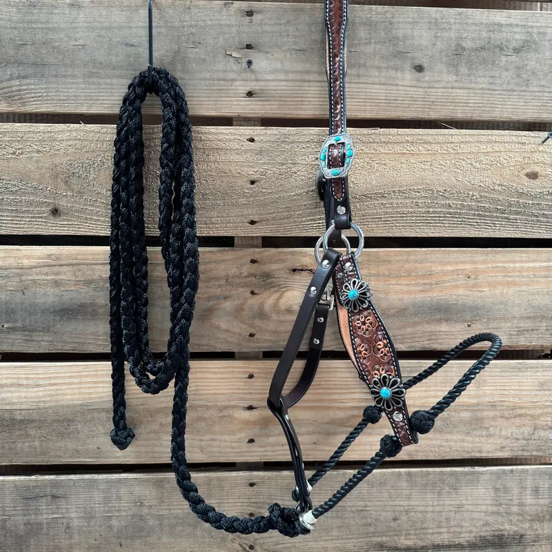 Flower Power Lariat & Leather Combo Halter #Lh119 1