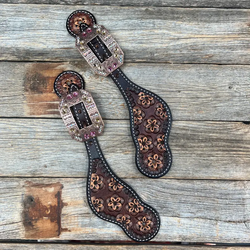 Flower Power Pink, Champagne, Ab Spur Straps #Ss126 1