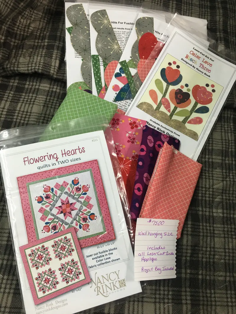Flowering Hearts Walling Size Laser Cut Fusible Applique (Precut) Nancy Rink 1