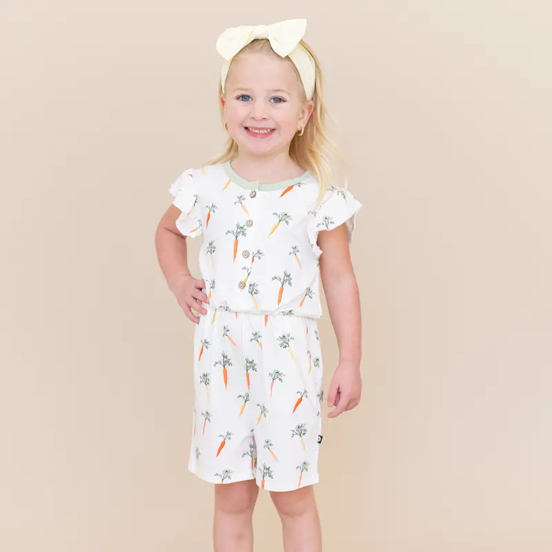 Flutter Sleeve Romper In Carrot 1