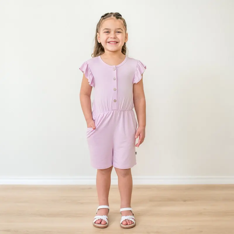 Flutter Sleeve Romper In Thistle 1
