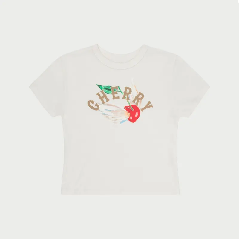 Flying Cherry Baby Tee (Vintage White) 1