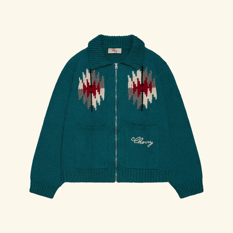 Frontier Knit Zip Jacket (Emerald) 1