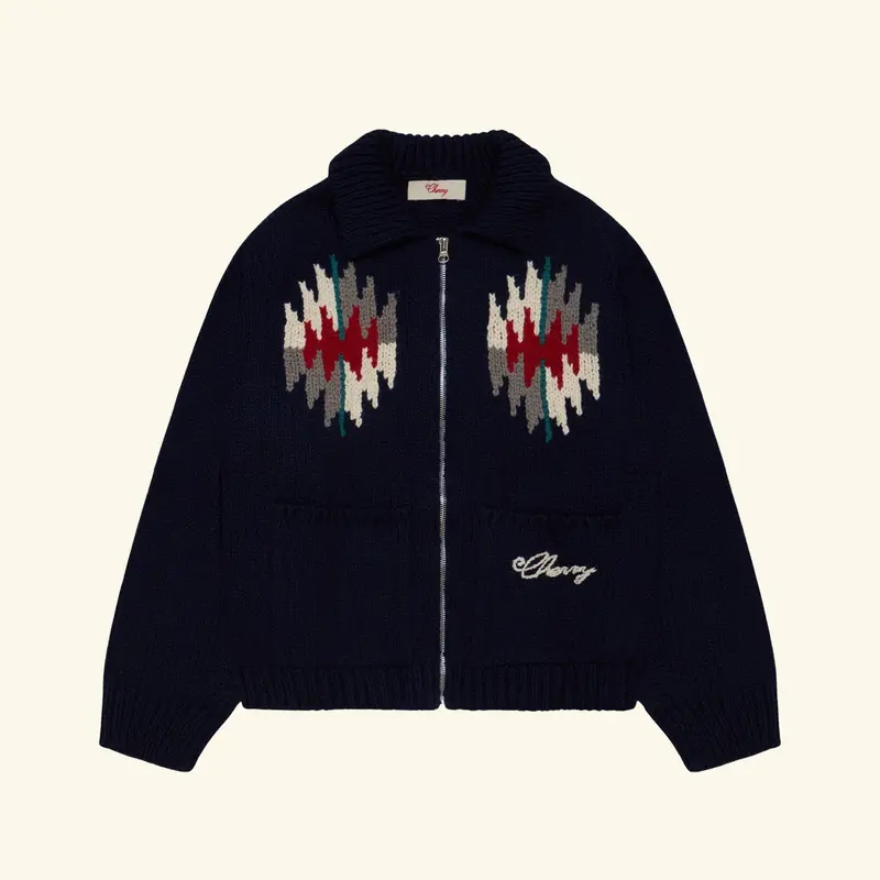Frontier Knit Zip Jacket (Navy) 1