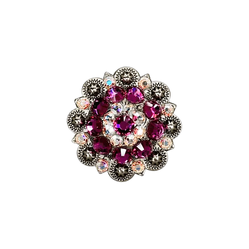 Fuchsia & Ab Antique Silver 1.5" European Crystal Concho 1