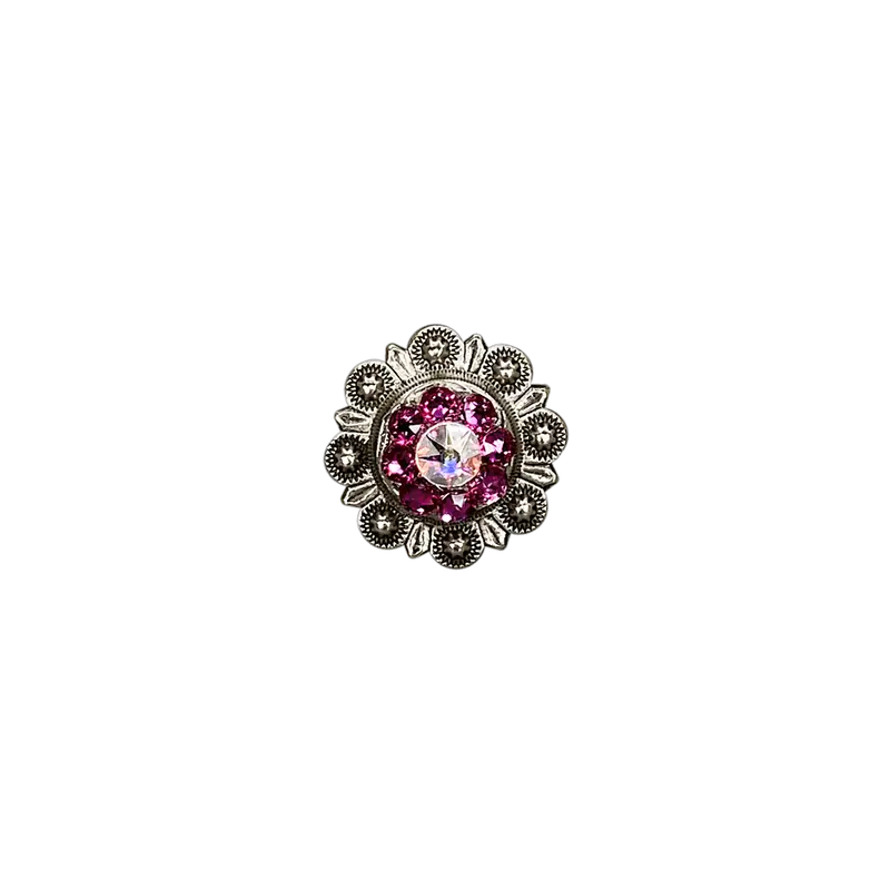 Fuchsia & Ab Antique Silver 1" European Crystal Concho 1