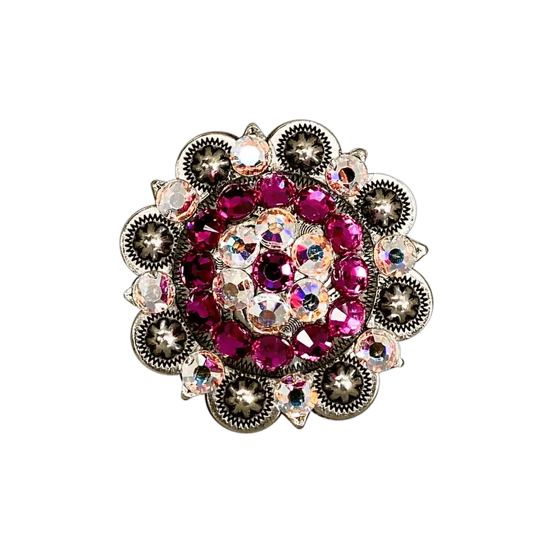 Fuchsia & Ab Antique Silver 2" European Crystal Concho 1