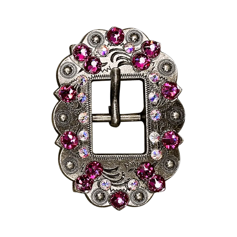 Fuchsia & Ab Antique Silver European Crystal Cart Buckle 1