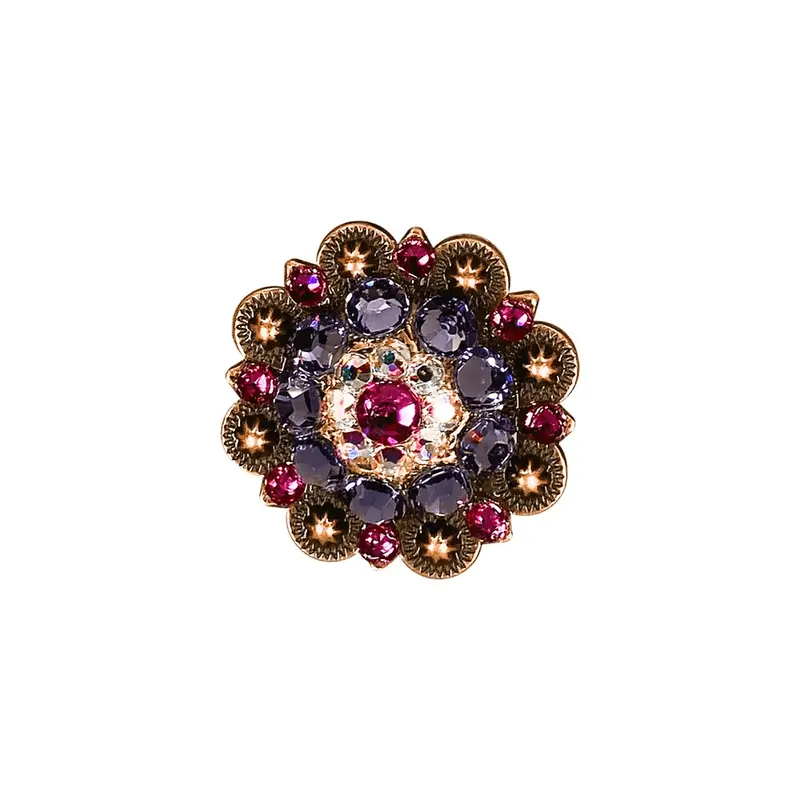 Fuchsia, Ab & Lilac Copper 1.5" European Crystal Concho 1