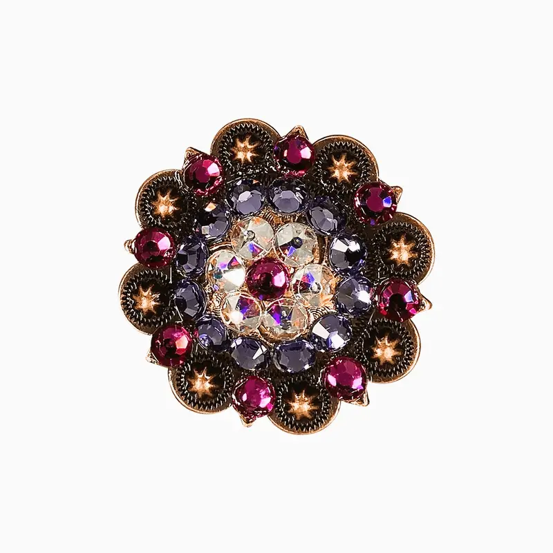 Fuchsia, Ab & Lilac Copper 2" European Crystal Concho 1