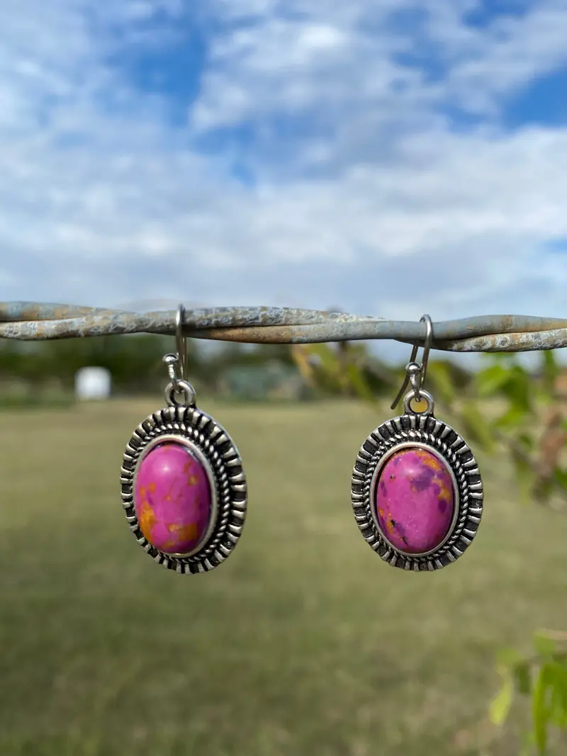 Fuchsia Dangling Silver Fashion Earrings Wa187 1