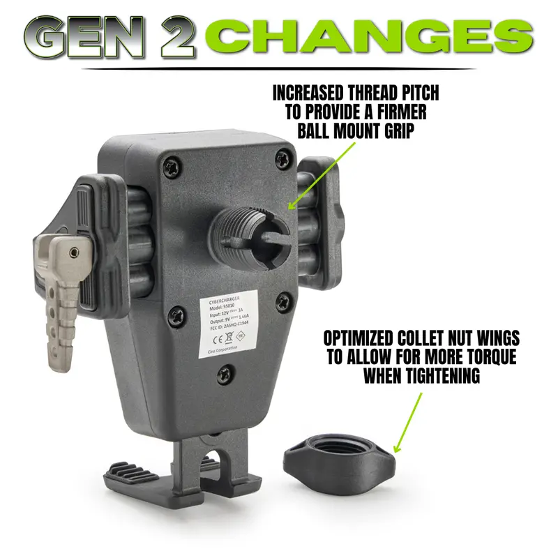 Gen 2 Cybercharger® Phone Holder With Mirror Mount 2