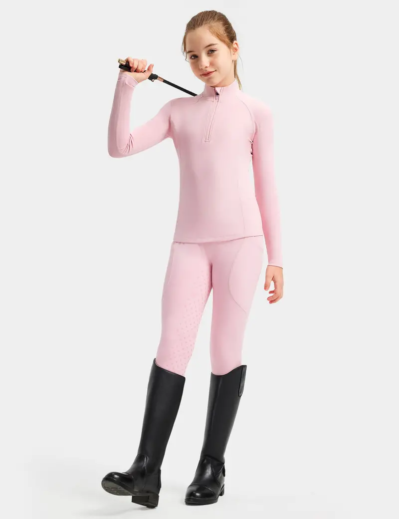Girls Equestrian Outfit Shirt & Knee-Patch Breeches 1