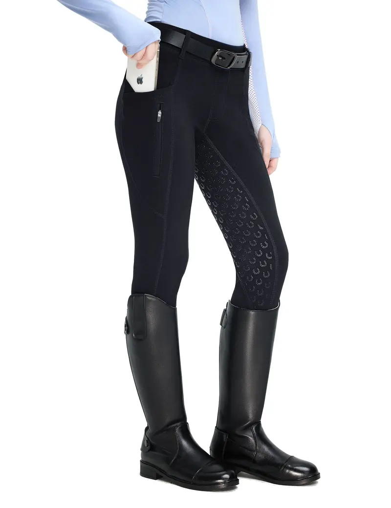 Girls Fleece Lined Full Seat Breeches Faux Back Pockets 1