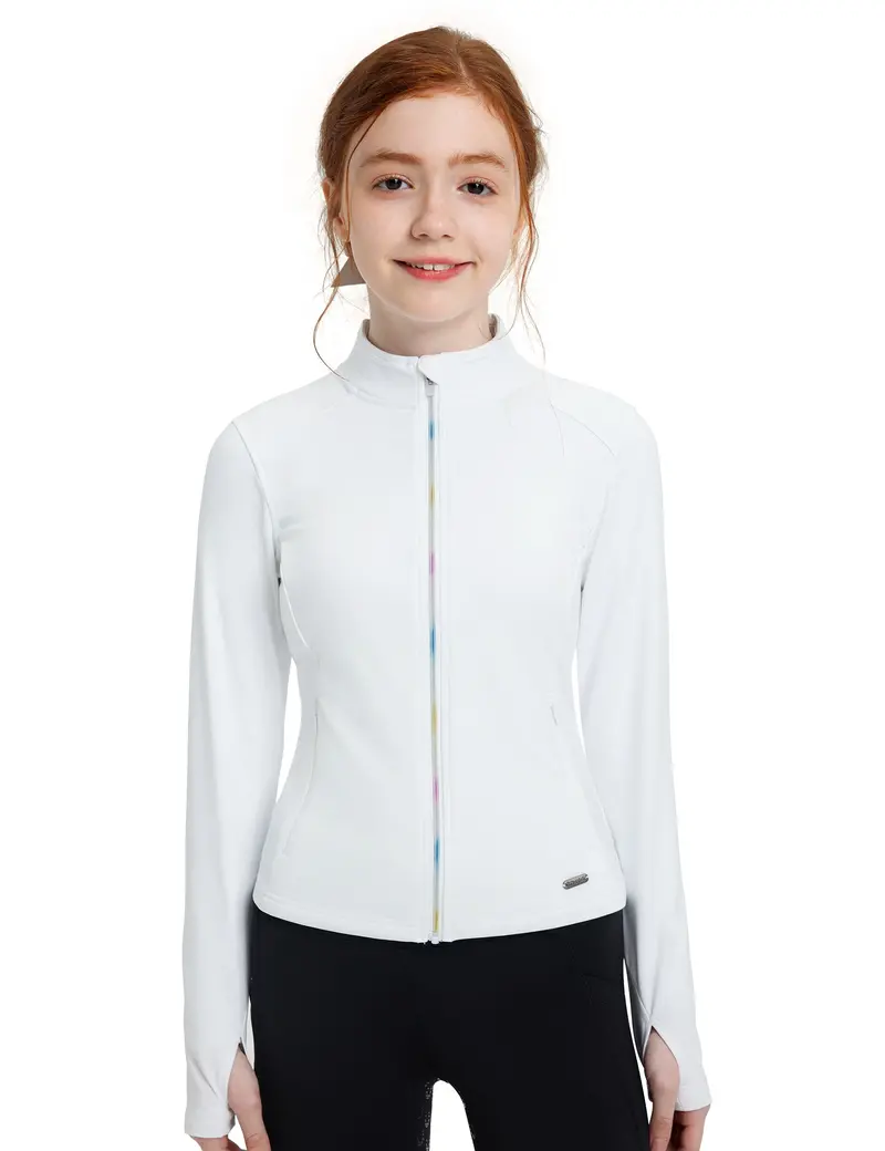 Girls Fleece Lined Horse Riding Jacket Stand Collar 1