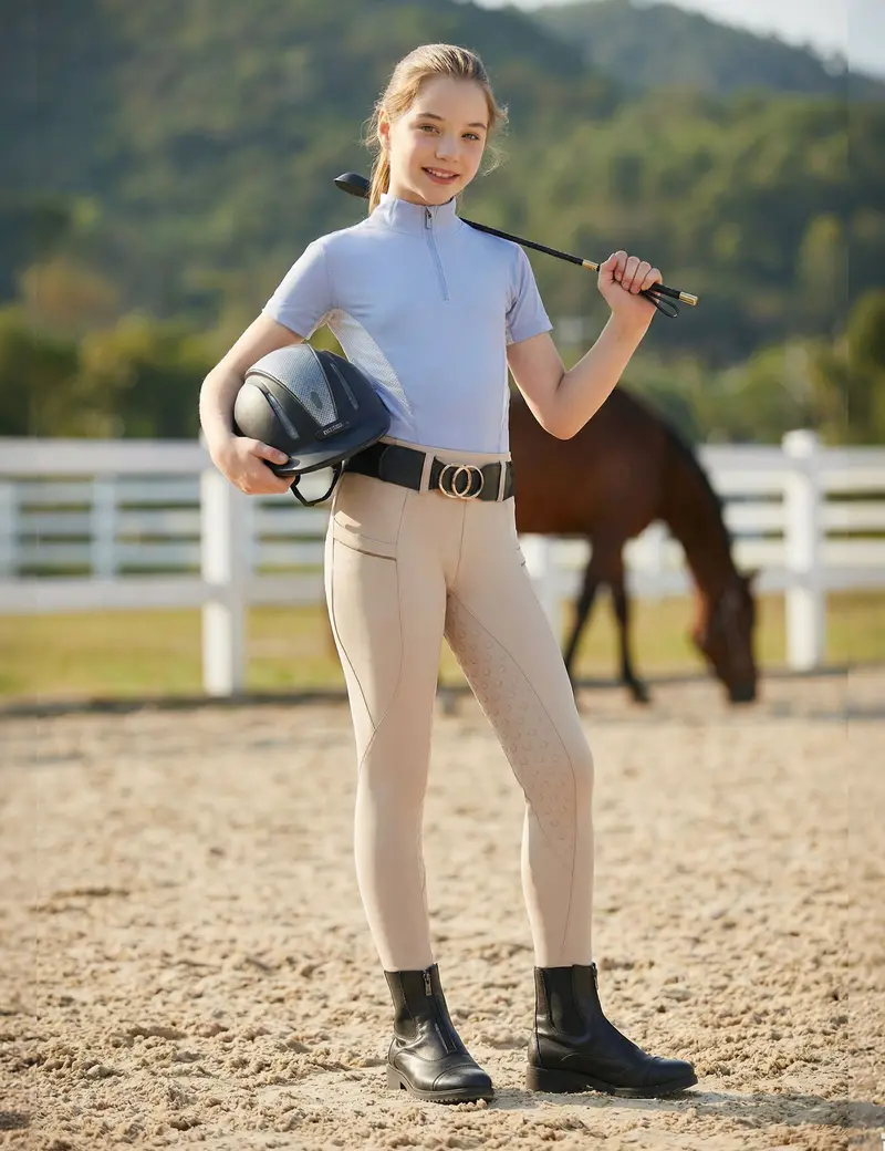 Girls Full Seat Breeches Faux Back Pockets 10