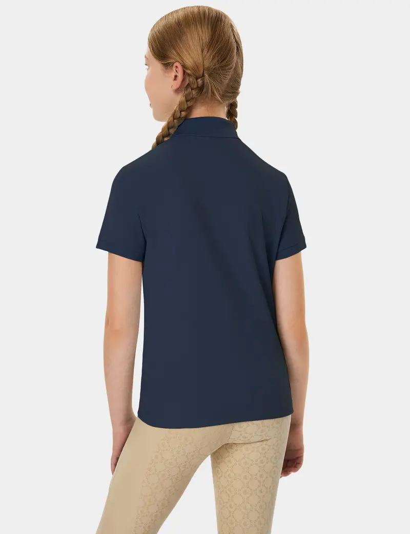 Girls T-Shirt Polo Collar Flower Buttons 11