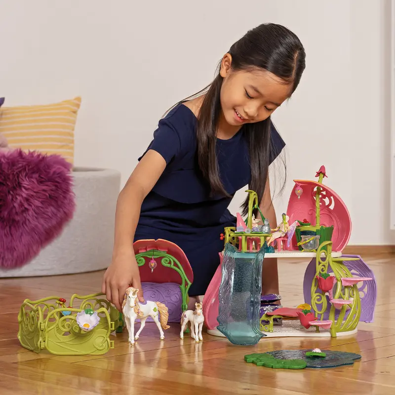 Glittering Flower House With Unicorns, Lake And Stable 2