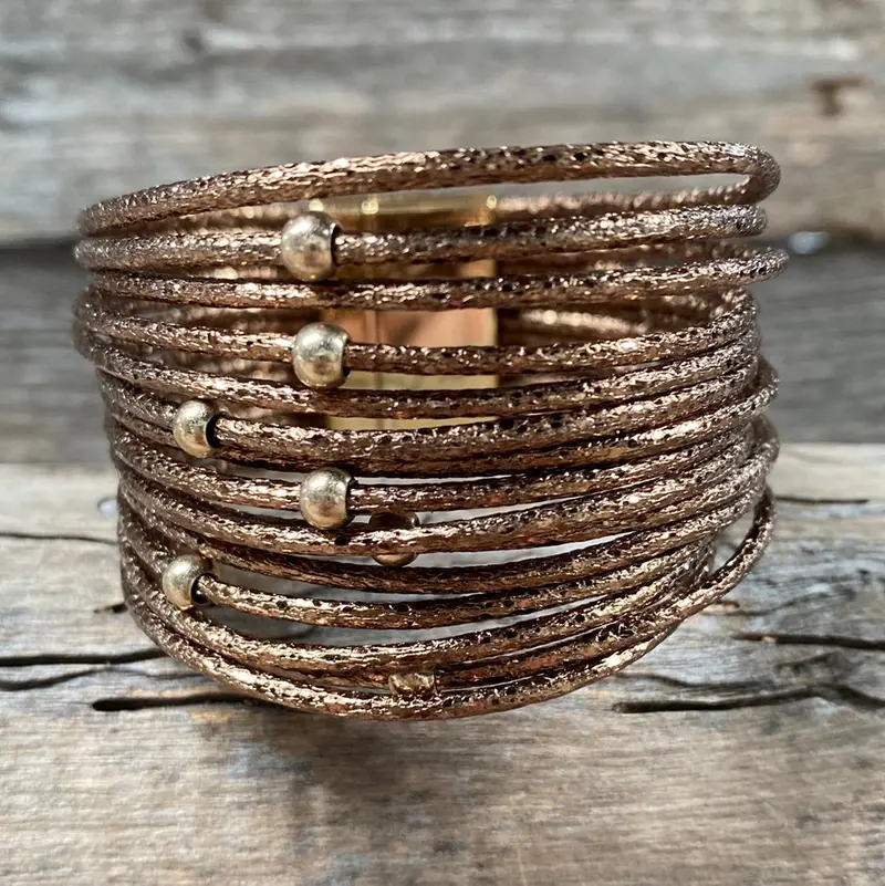 Gold Band And Bead Fashion Bracelet Xi123 1