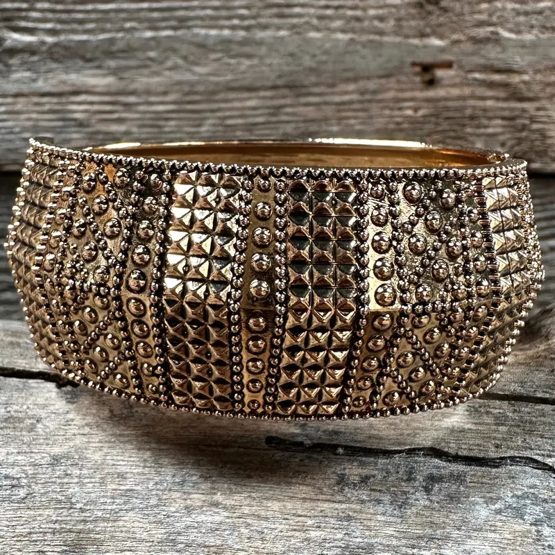 Gold Dots And Studded Fashion Cuff Xi143 1