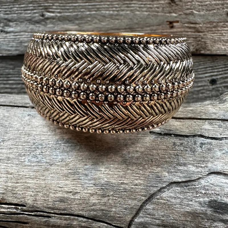 Gold Double Braided Fashion Cuff Xi141 1