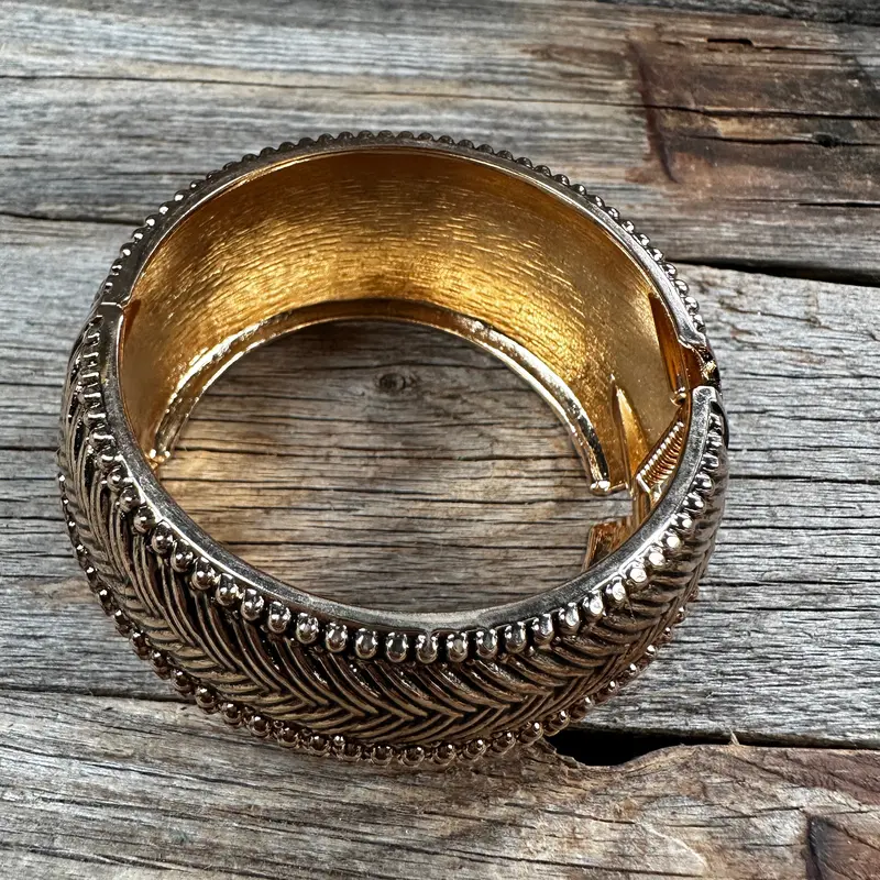 Gold Double Braided Fashion Cuff Xi141 2