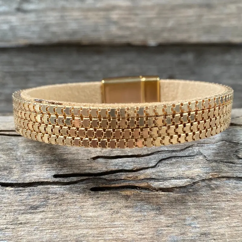 Gold Link Chain Fashion Bracelet Xi118 1