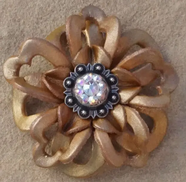 Gold Lotus Flower With Antique Silver Ab 1" Concho 1